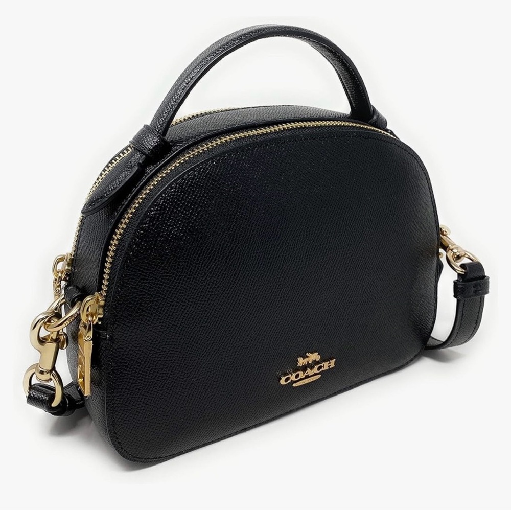 Coach Black Pebbled Leather Dome Crossbody with Gold Hardware - Picture 2 of 10